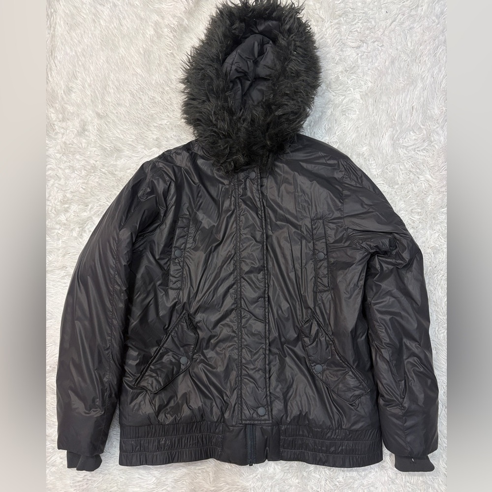 Aerie Offline Faux Fur Trim Black Puffer Jacket